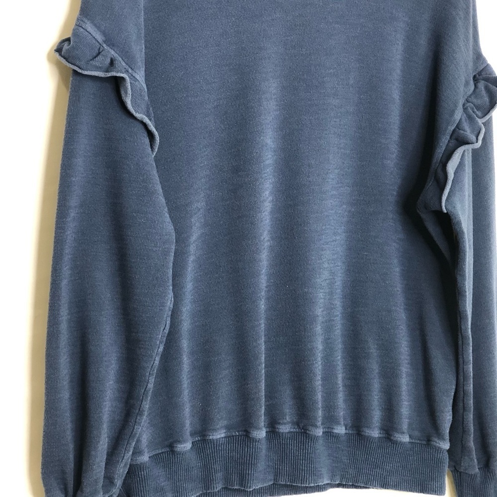 Monrow Blue Ruffled shoulder Sweatshirt - Picture 8 of 10